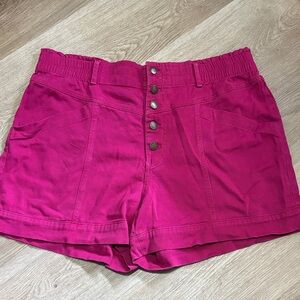 High-Waist Fuchsia Women's Shorts | L